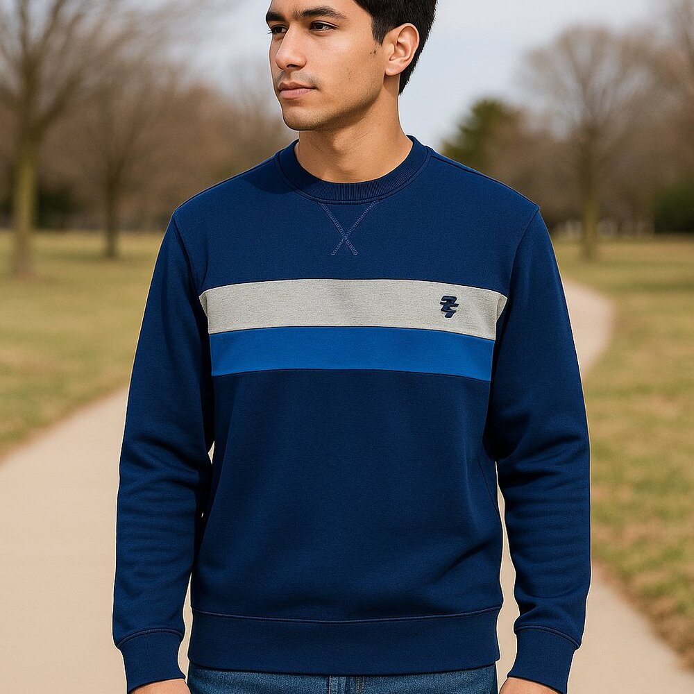 ADVANTAGE PERFORMANCE COLORBLOCK CREWNECK FLEECE - MEDIEVAL BLUE